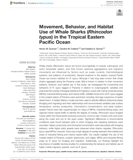 349. Movement, Behavior, and Habitat Use of Whale Sharks (Rhincodon typus) in the Tropical Eastern Pacific Ocean.pdf
