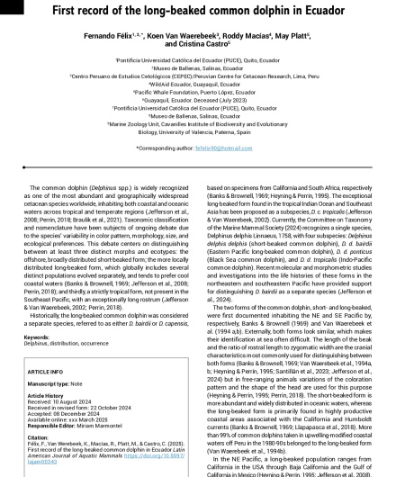 386. First record of the long-beaked common dolphin in Ecuador.pdf