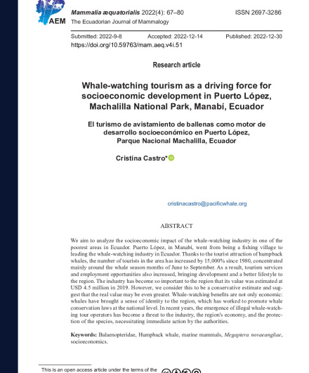 396. Whale-watching tourism as a driving force forsocioeconomic development in Puerto López, Machalilla National Park, Manabí, Ecuador.pdf