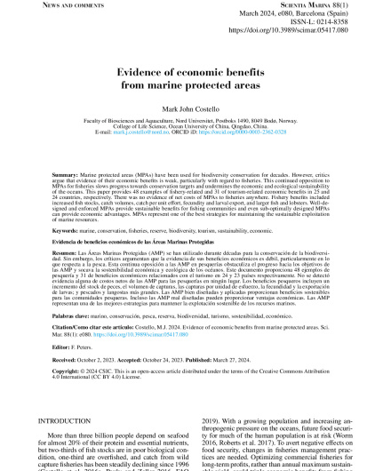 406. Evidence of economic benefits from marine protected areas.pdf