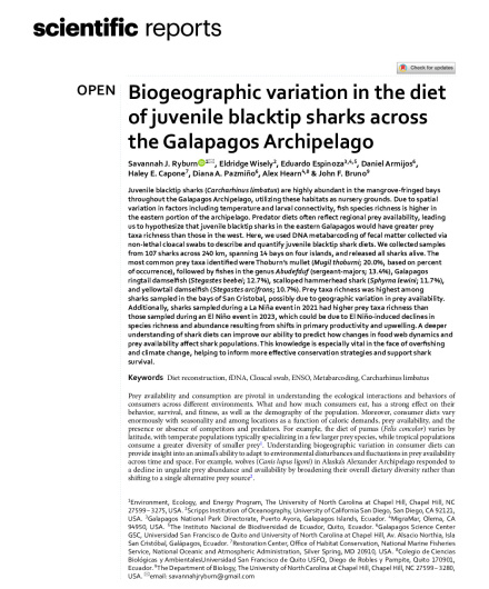 423. Biogeographic variation in the diet of juvenile blacktip sharks across the Galapagos Archipelago.pdf