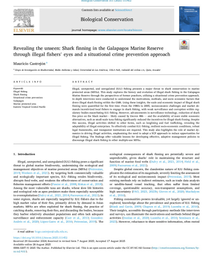 424. Revealing the unseen, Shark finning in the Galapagos Marine Reserve through illegal fishers' eyes and a situational crime prevention approach.pdf