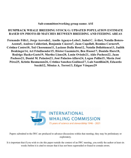 441. Humpback whale breeding stock G, updated population estimate based on photo-id matches between breeding and feeding areas.pdf