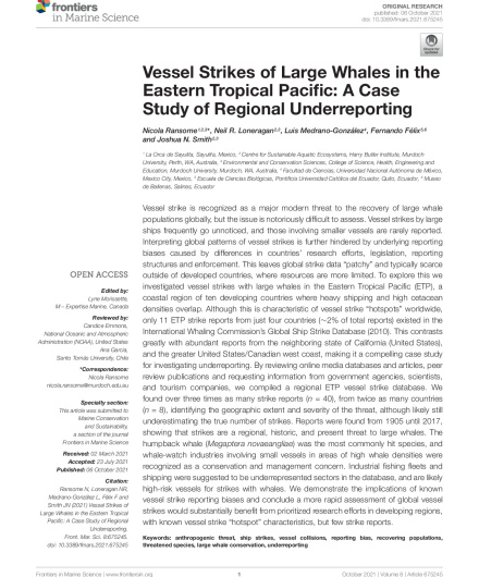 447. Vessel strikes of large whales in the Eastern Tropical Pacific, A case study of regional underreporting.pdf