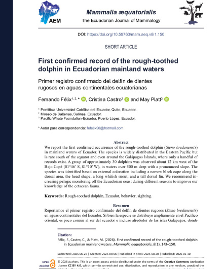 452. First confirmed record of the rough-toothed dolphin in Ecuadorian mainland waters.pdf