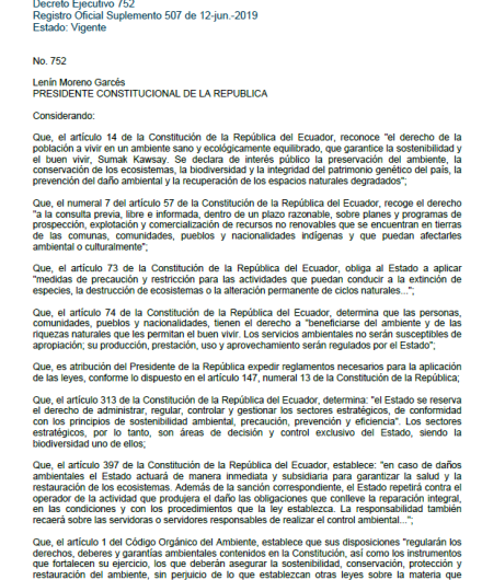 194. REGLAMENTO AL CODIGO ORGANICO DEL AMBIENTE