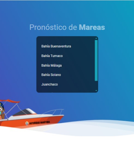 captura de pantalla sistema de pronóstico de mareas